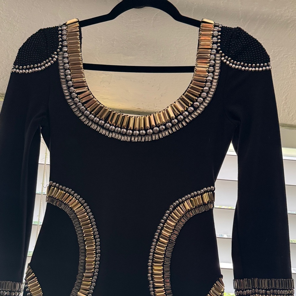 Sass & Bide Black Dress with Gold and Silver Accents